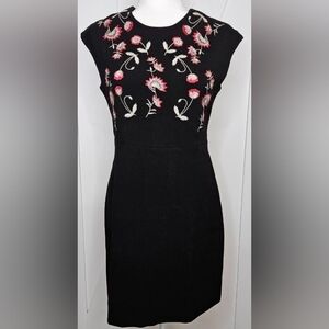 Elegant Black Floral Embroidered Dress